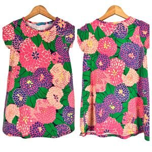 TORI RICHARD Girl S (6-7) Colorful Floral Resort Hawaiian Tropical T-Shirt Dress